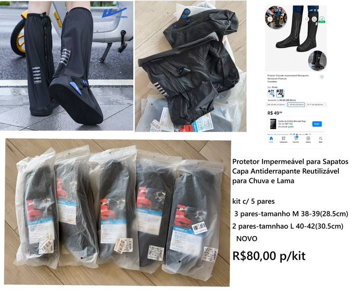 Foto de Kit com 5 pares de protetor impermeável para sapatos